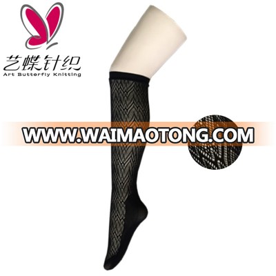 New design women patterned transparent net knee high socks OEM